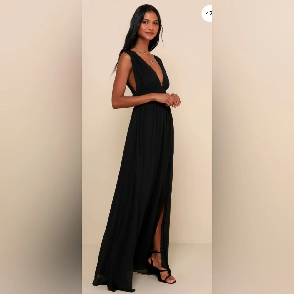 LULUS - Heavenly Hues Black Maxi Dress - Sz Small - Picture 7 of 7